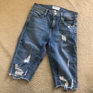 FRAME Denim Distressed Bermuda Shorts